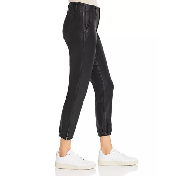 PAIGE Mayslie Cropped Ankle Coated Black Jogger Pants Size 29 Versatile Gorpcore - Picture 4 of 11